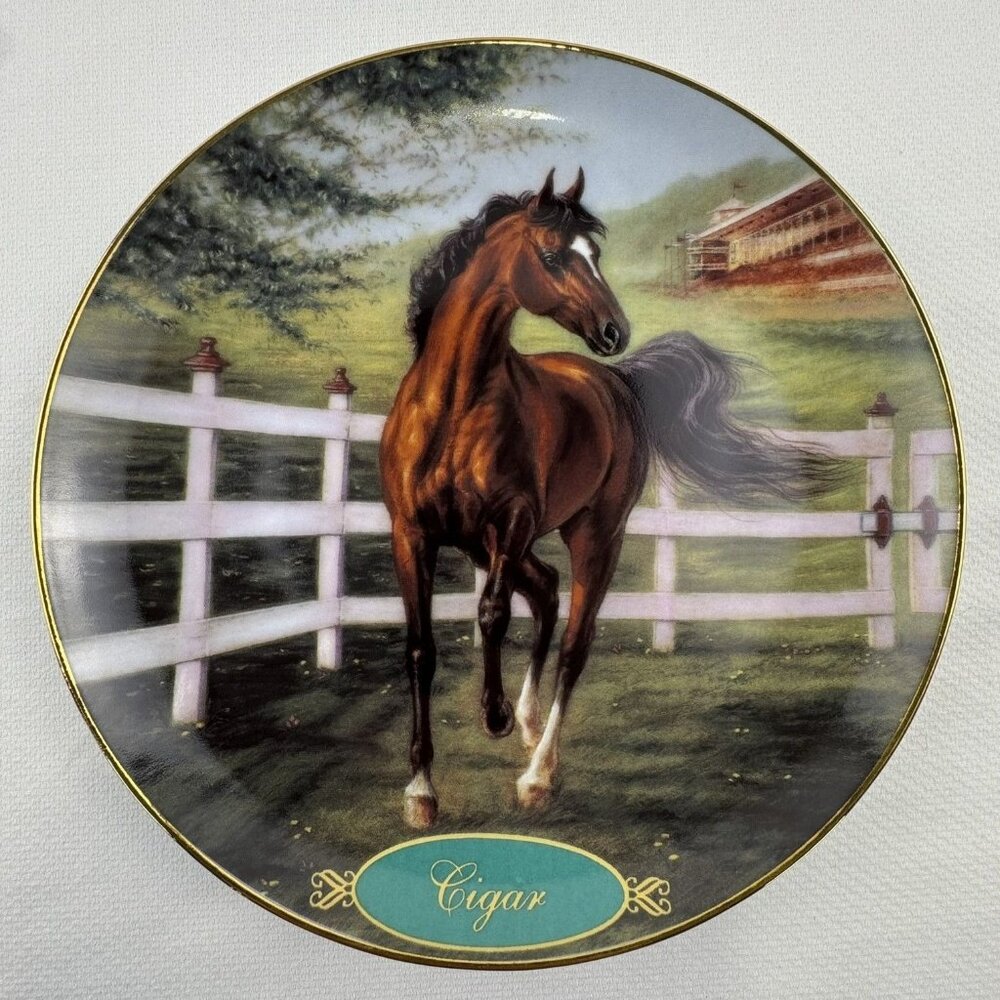 Vintage 1997 Limited Edition Cigar Champion Thoroughbreds Plate Susie Morton 8"
